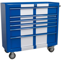 Sealey Premier Retro Style 6 Drawer Wide Roller Cabinet Blue / White