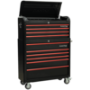 Sealey Premier Retro Style Wide 10 Drawer Roller Cabinet and Tool Chest Black / Red
