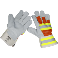 Sealey Reflective Hi Vis Rigger Gloves Grey / Orange One Size Pack of 6