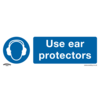 Sealey Self Adhesive Vinyl Use Ear Protectors Sign Pack of 10 300mm 100mm Standard