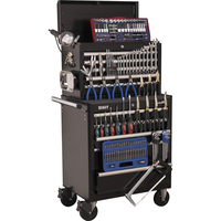 Sealey Superline Pro 10 Drawer Tool Roller Cabinet & Top Chest & Tool Kit Black