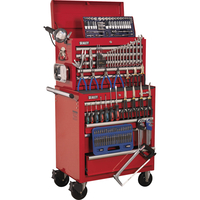 Sealey Superline Pro 10 Drawer Tool Roller Cabinet & Top Chest & Tool Kit Red