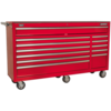 Sealey Superline Pro 12 Drawer Heavy Duty Wide Roller Cabinet Red