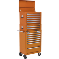 Sealey Superline Pro 14 Drawer Roller Cabinet,  Mid Box and Top Tool Chest Orange