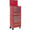 Sealey Superline Pro 14 Drawer Roller Cabinet,  Mid Box and Top Tool Chest Red