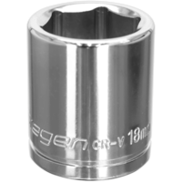 Siegen 3/8" Drive Hexagon WallDrive Socket Metric 3/8" 18mm