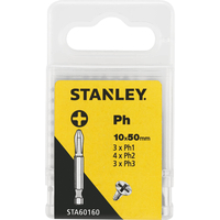 Stanley Mixed Phillips Screwdriver Bits Assorted Phillips 50mm Pack of 10