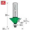 Trend CRAFTPRO Chamfer Bearing Guided Router Cutter 32mm 12.7mm 1/2"