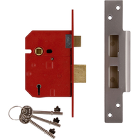 Union Locks 2234E 5 Lever BS Mortice Sash Lock Plated Brass Finish 67mm / 2.5"