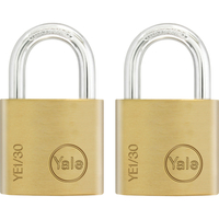 Yale 30mm Brass Padlock Pack of 2 Keyed Alike