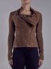 Marron Brown Suede Drape Jacket