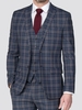 Blue Rust Brushed Check Slim Fit Suit Jacket 40L Blue