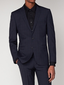 Midnight Navy Check Suit Jacket 34R Navy