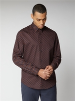 Navy & Orange Geo Twill Button Up Shirt Ben Sherman Est 1963 - Large
