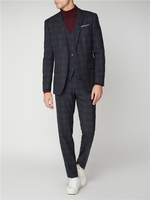 Navy & Red Check Slim Fit Suit Jacket Ben Sherman Est 1963