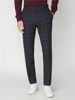 Navy & Red Check Slim Fit Suit Trousers Ben Sherman Est 1963