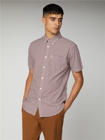 Short Sleeve Dark Red Gingham Shirt Ben Sherman Est 1963 - Medium