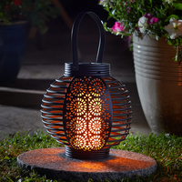 Smart Solar LED FERRARA Flaming Patio Lantern Warm White Black