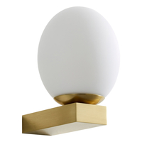 Spa Aglos LED Single Globe Wall Light 3W Cool White Opal Glass and Satin Brass