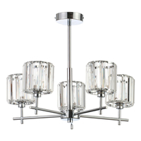 Spa Pegasi 5-Light Flush Chandelier Crystal Glass and Chrome