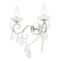 Spa Vela 2-Light Wall Light Crystal Glass and Chrome