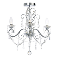 Spa Vela 3-Light Flush Chandelier Crystal Glass and Chrome
