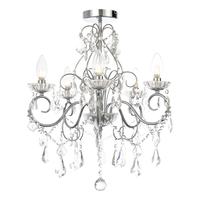 Spa Vela 5-Light Flush Chandelier Crystal Glass and Chrome