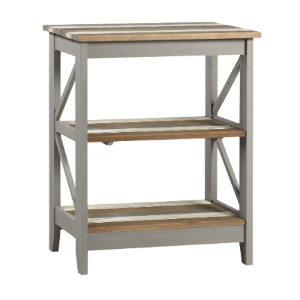 Corona Three Tier Wide Grey Shelving Unit - Vintage