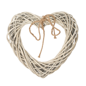 Grey Wicker Heart - Large