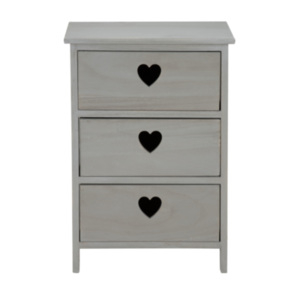 Hearts Three Drawer Unit - Grey