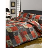 Kashmir Red and Grey Printed Duvet and Pillowcase set