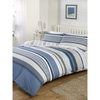 Meredith Stripe Print Duvet Cover and Pillowcase Set - Blue / Double
