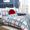 Padstow Check Blue Printed Duvet Cover and Pillowcase Set - Single