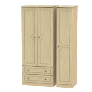 Pembury Triple Two Drawer Wardrobe - Oak effect / 182.5cm
