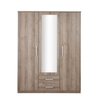 Riviera Three Door Two Drawer Mirror Wardrobe - Medium Oak