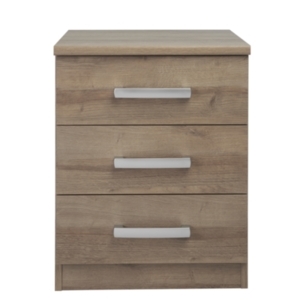 Riviera Three Drawer Bedside Table - Medium Oak