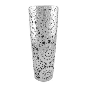 Silver Etched Taper Vase - Silver