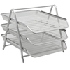 Silver Mesh Letter Tray 3 Tier - Silver