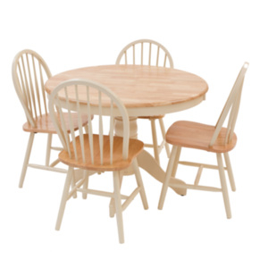 York Dining Table and Four Chairs Set - Brown