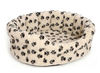 Premium Oval Paw Print Fleece Bed