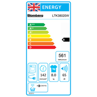 Blomberg LTK38020W 8kg Condenser Dryer in White B Rated Sensor