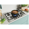 Candy CHG74WPX 75cm 5 Burner Gas Hob is St Steel Double Ring Burner