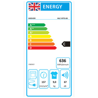 Hoover HLEV9TG 9Kg Vented Dryer in White C Rated Sensor
