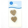 Coats Crafts Large Plain Wooden Heart 2 Hole Button x 2
