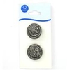 Coats Crafts Large Round Silver Coat Of Arms Pewter Eyelet Button x 2