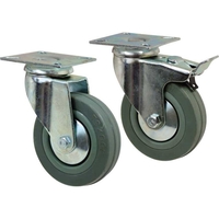 125mm diameter Grey Non Marking Rubber Tyre Swivel Castor - 100kg capacity