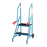2 Step Ribbed Rubber Tread Dock Steps - Powder Coated Blue Finish