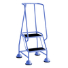 2 Tread Glide-Along Mobile Steps with Handrail - Red Frame