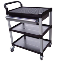 3 Shelves Utility Tool Trolley W/ One Drawer,  Side Panels And 2 Small Doors. Panels On 3 Sides