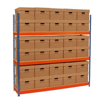 4 Shelf Archive Storage Racking with 40 Boxes - 2440 x 1830 x 457mm